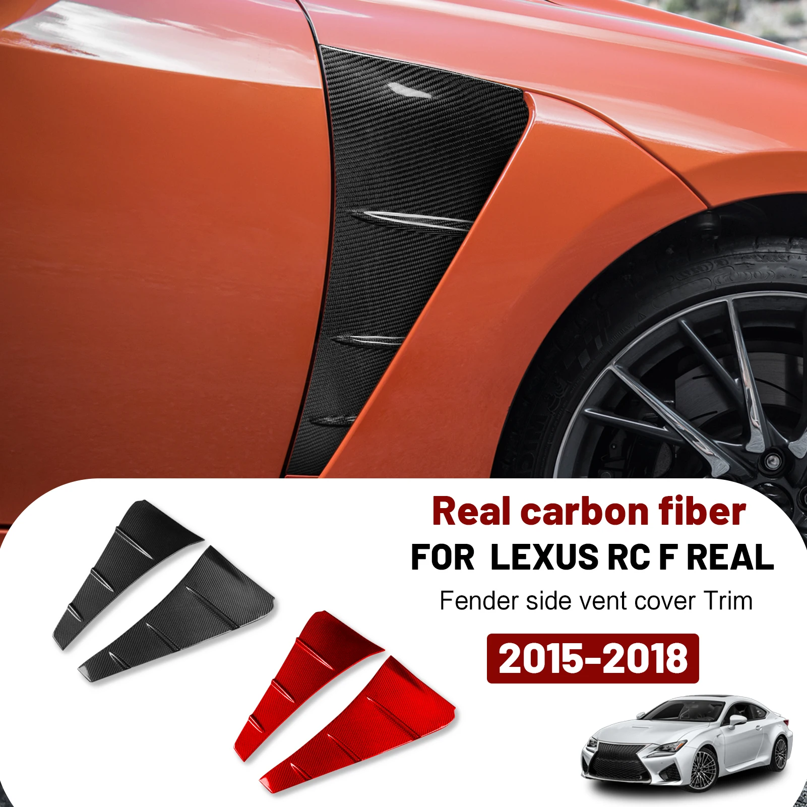 

Real Carbon Fiber Front Fender Side Vent Cover For Lexus RC F Sport 15-18(2 )