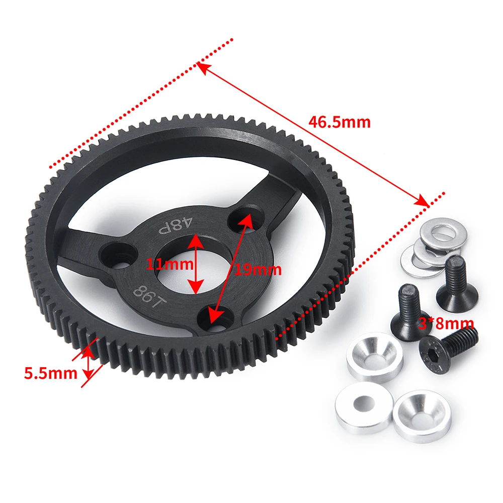 MIBIDAO 0.8M 32P 50T-57T / 48P 86T przekładnie przekładnia zębata dla 1/10 Slash 2wd Rustler Stampede Telluride części do zdalnie sterowanego