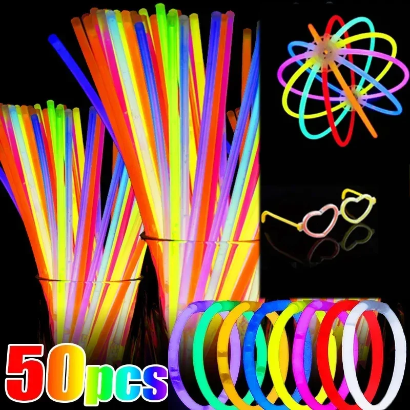 

50pcs Outdoor Fluorescent Light Stick Children's Non-toxic Luminous Toy Luminous Stick Bracelet Light Stick Variety Of Shapes