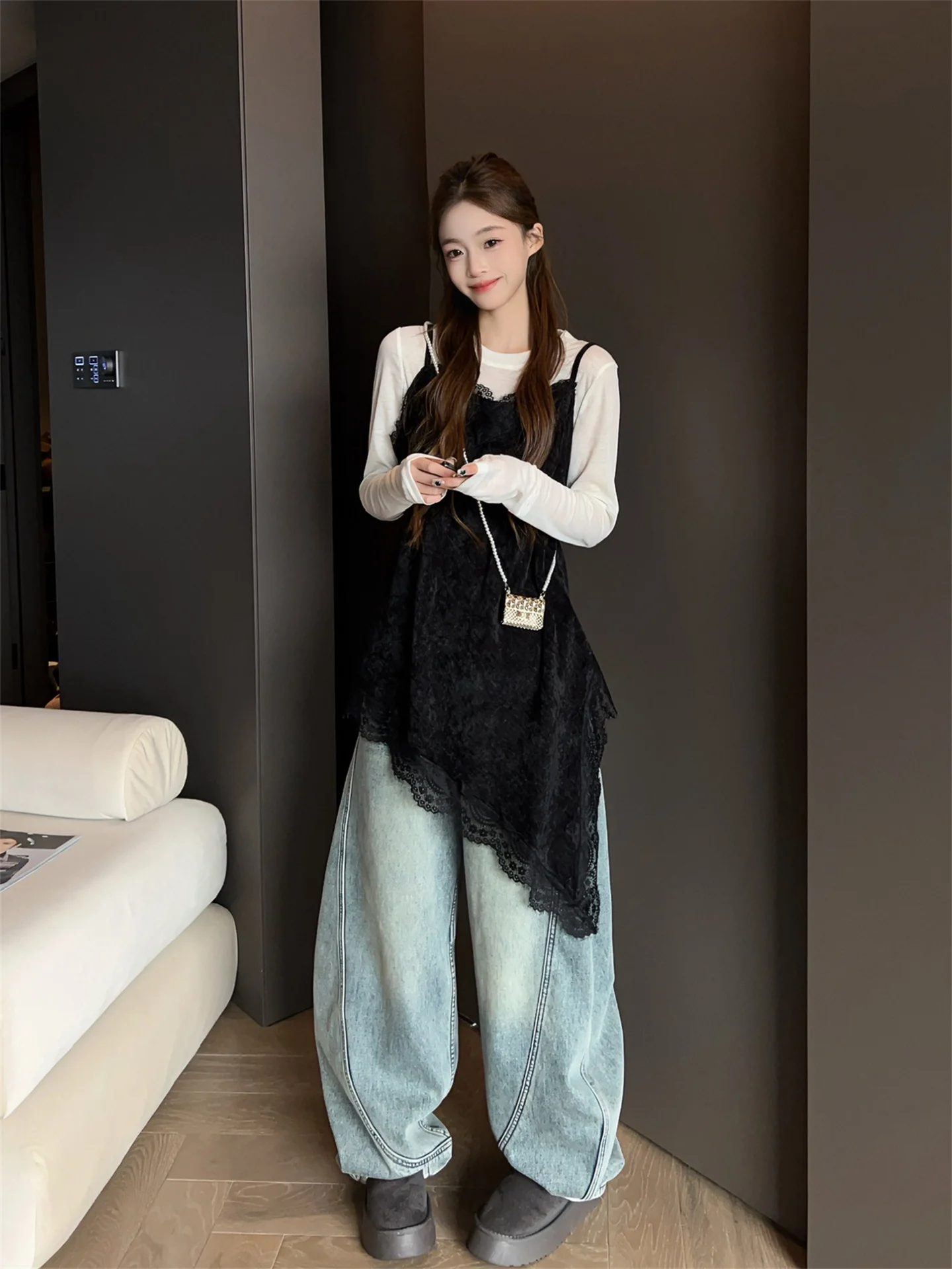 

MRS AO Faion Long Sve T-irt Dr Two-Piece Set Women's Loose Slimming Spring New Arrival round Ne Commute Sle