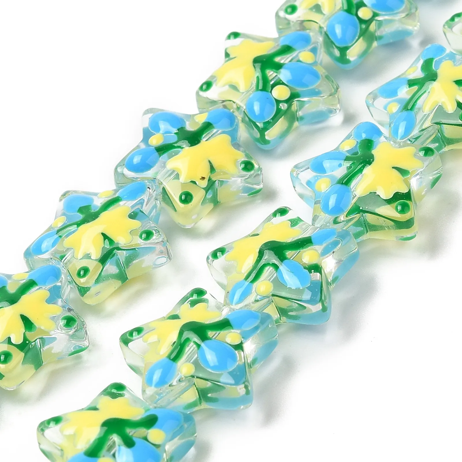 33pcs/strand Handmade Lampwork Enamel Star Loose Beads for DIY Earrings Bracelets Jewelry Making Accessories