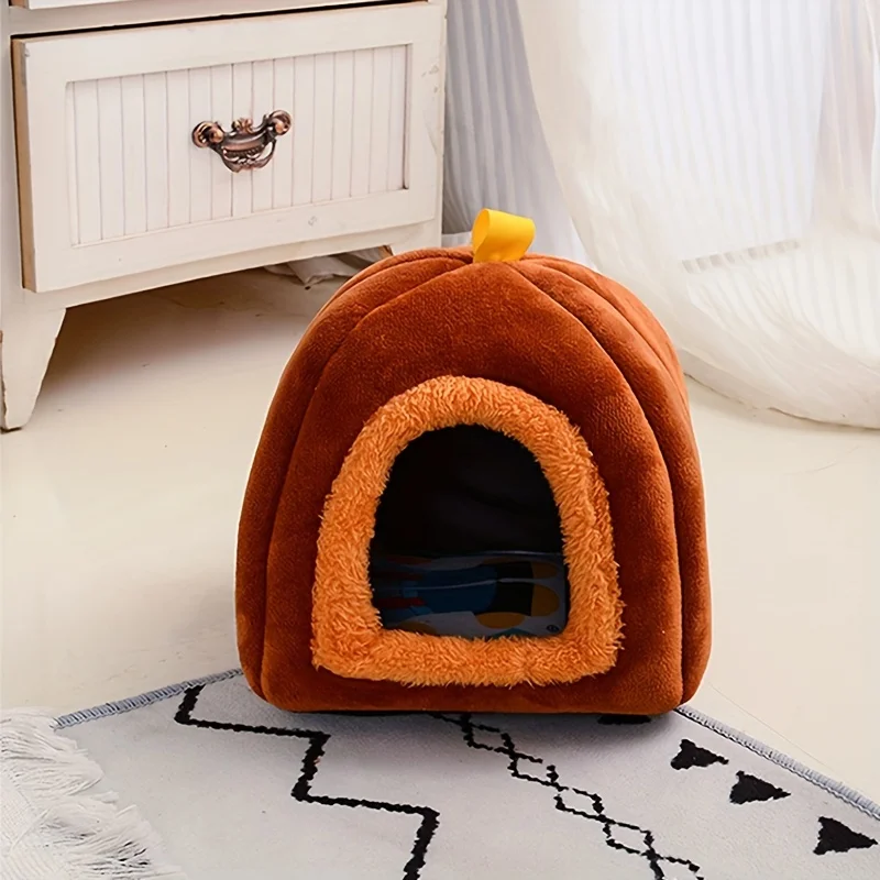 1pc Pumpkin Shaped Small Pet Warm Nest For Winter, Hanging Thickened Parrot Bird Nest For Hamster, Hedgehog, Squirrel, Guinea Pi