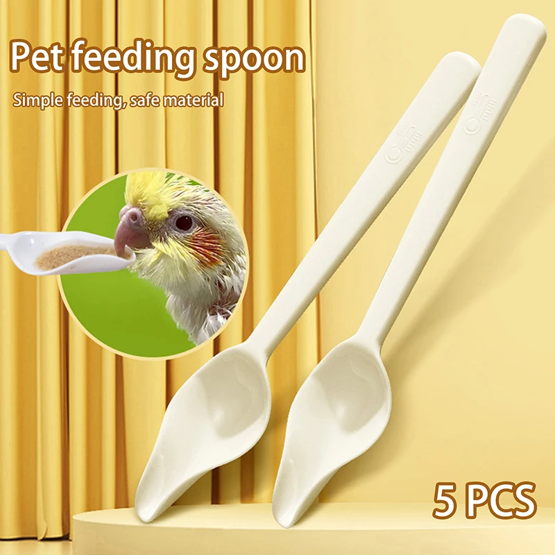 5 قطعة ملعقة للتغذية لفرخ الببغاء البلاستيك عالي-ملعقة تغذية مقاومة للحرارة اليدوية-الببغاوات المقدسة تغذية الطيور الصغيرة #1