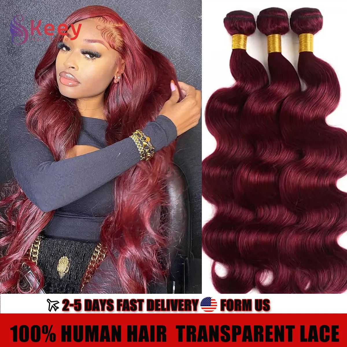 32 بوصة بورجوندي 99J الجسم موجة الشعر البشري حزم 16A البرازيلي عذراء حزم موجة المياه شعر مستعار بشري النسيج الملون