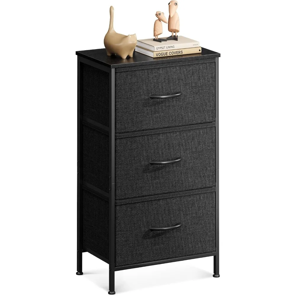 Dresser for Bedroom Nightstand, Small Fabric Dresser Chests of Drawers, Closet Organizers and Storage with 3 Drawers