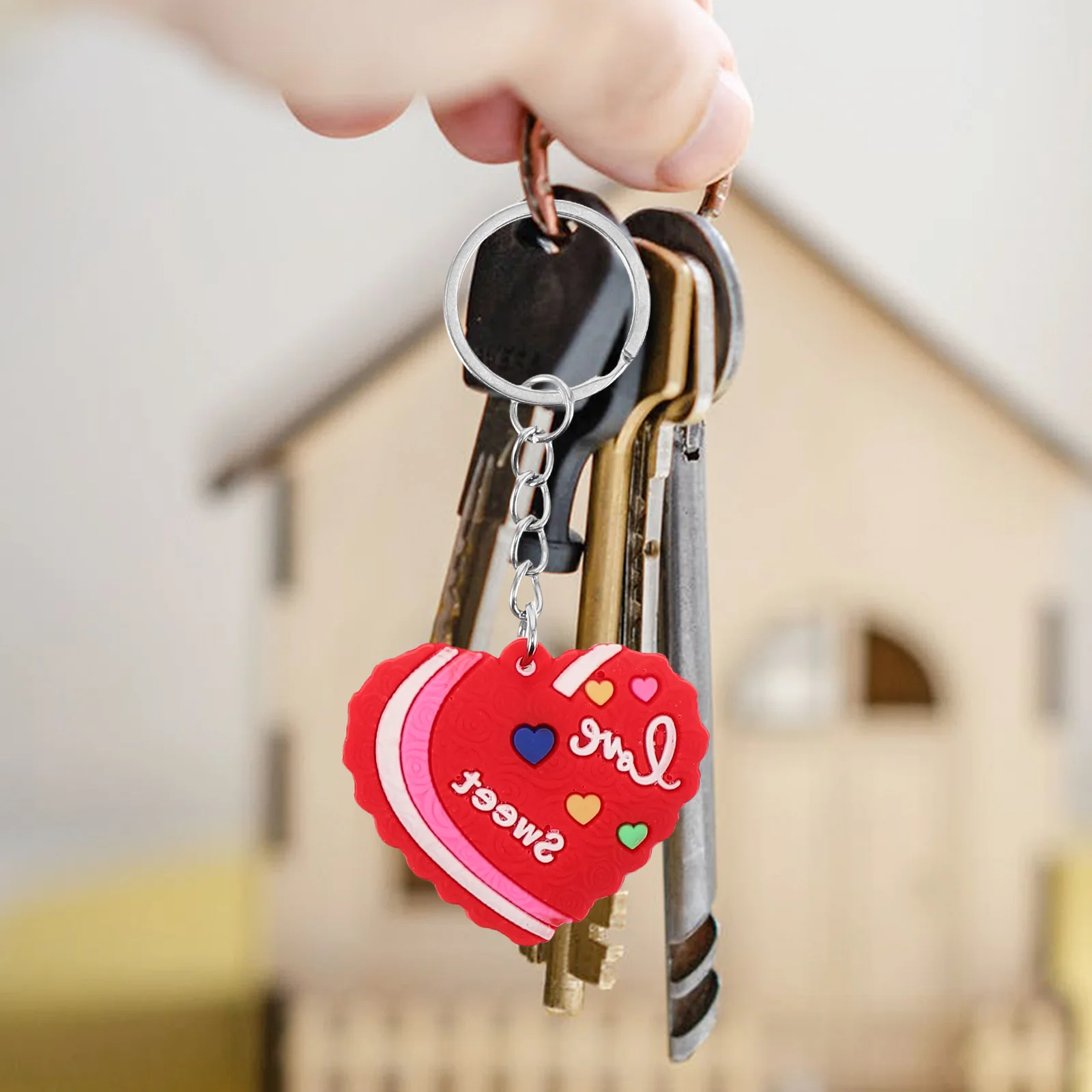 

4Pcs Adorable Soft Heart Keychain Pendant Bag Backpack Accessories Valentines Day Gifts Cute Small Romantic Design Ornament