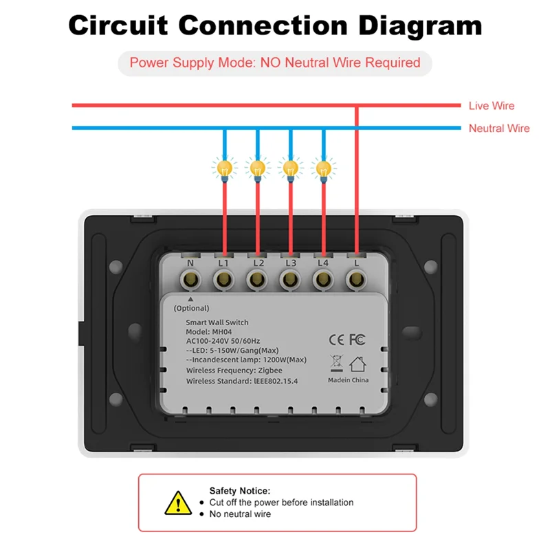 Умный переключатель Tuya Zigbee, нейтральный провод, дополнительная интеллектуальная настенная кнопка США, выключатель света AC100-240V для Alexa