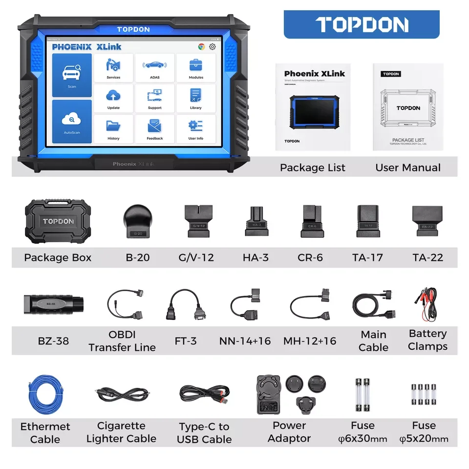 TOPDON Phoenix XLink Car OBD2 Diagnostic All System Cloud-Based Programming Bi-Directional Scanner ECU Scan Tool