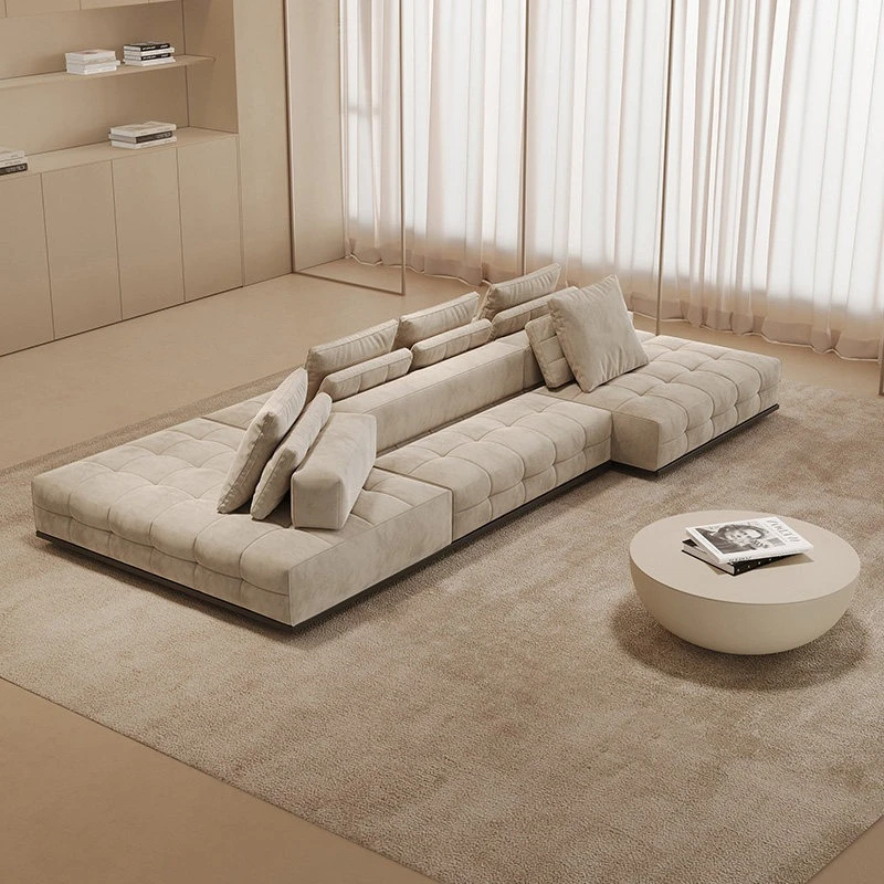 Double-sided back-to-back sofa, not against the wall villa, horizontal hall living room wabi-sabi cream wind