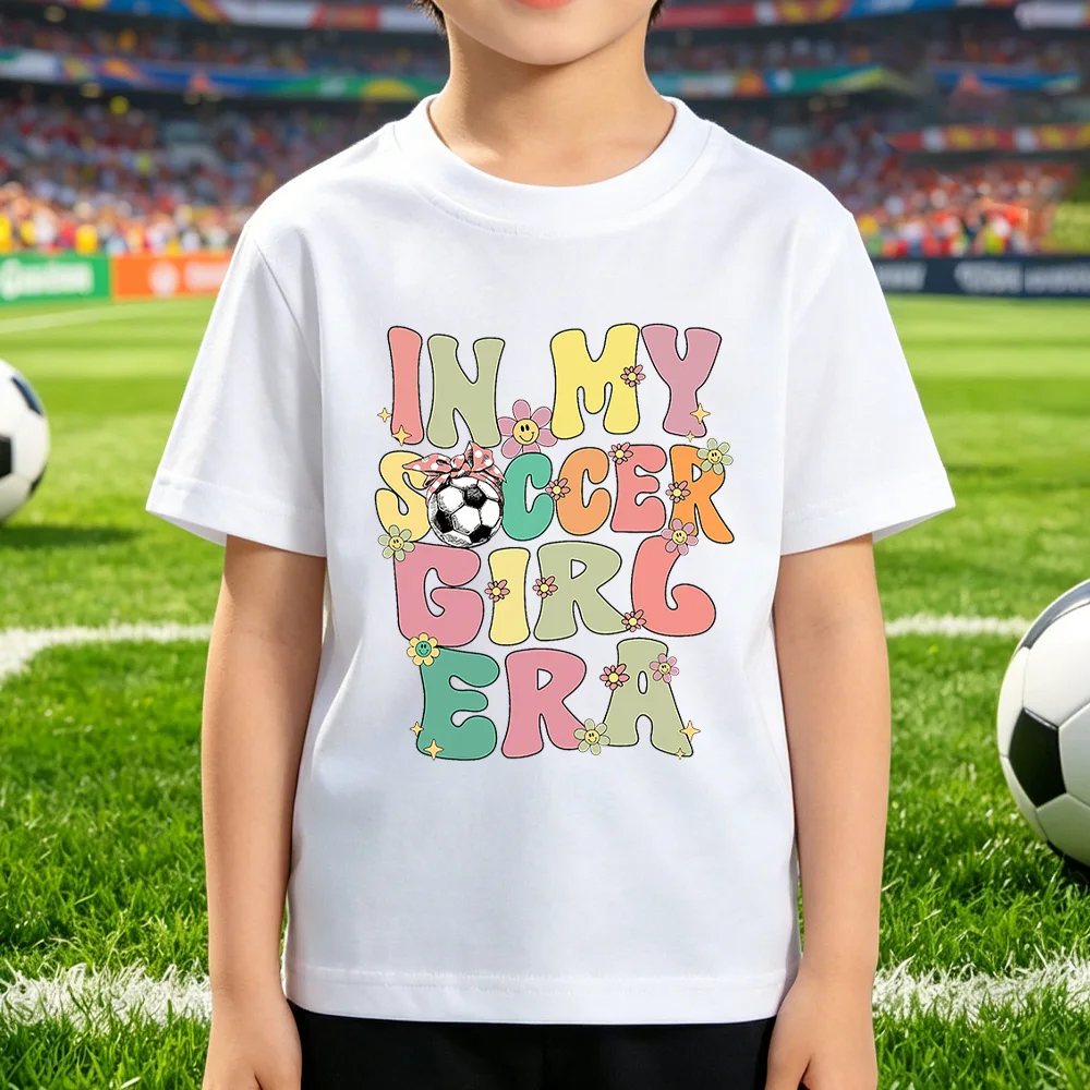 Summer Children's T-shirt Loose Comfortable Soft Skin Friendly Fashionable and Versatile Football Letter Top