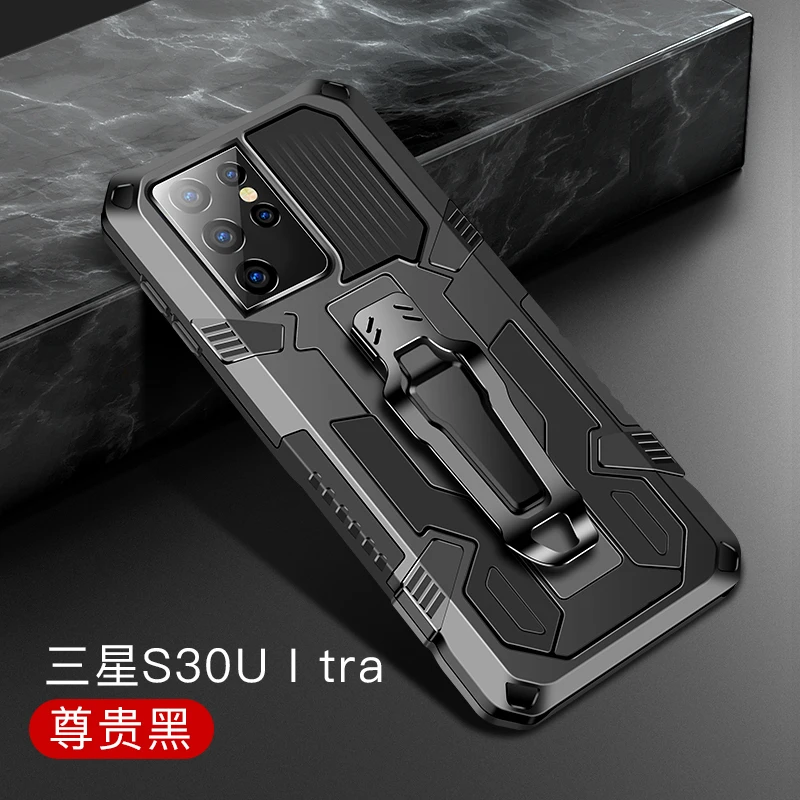 For Samsung Galaxy S22 Ultra S21 FE Case Shockproof Belt Clip Shell  Note 10 Plus 20  Rugged Armor Kickstand Back Cover