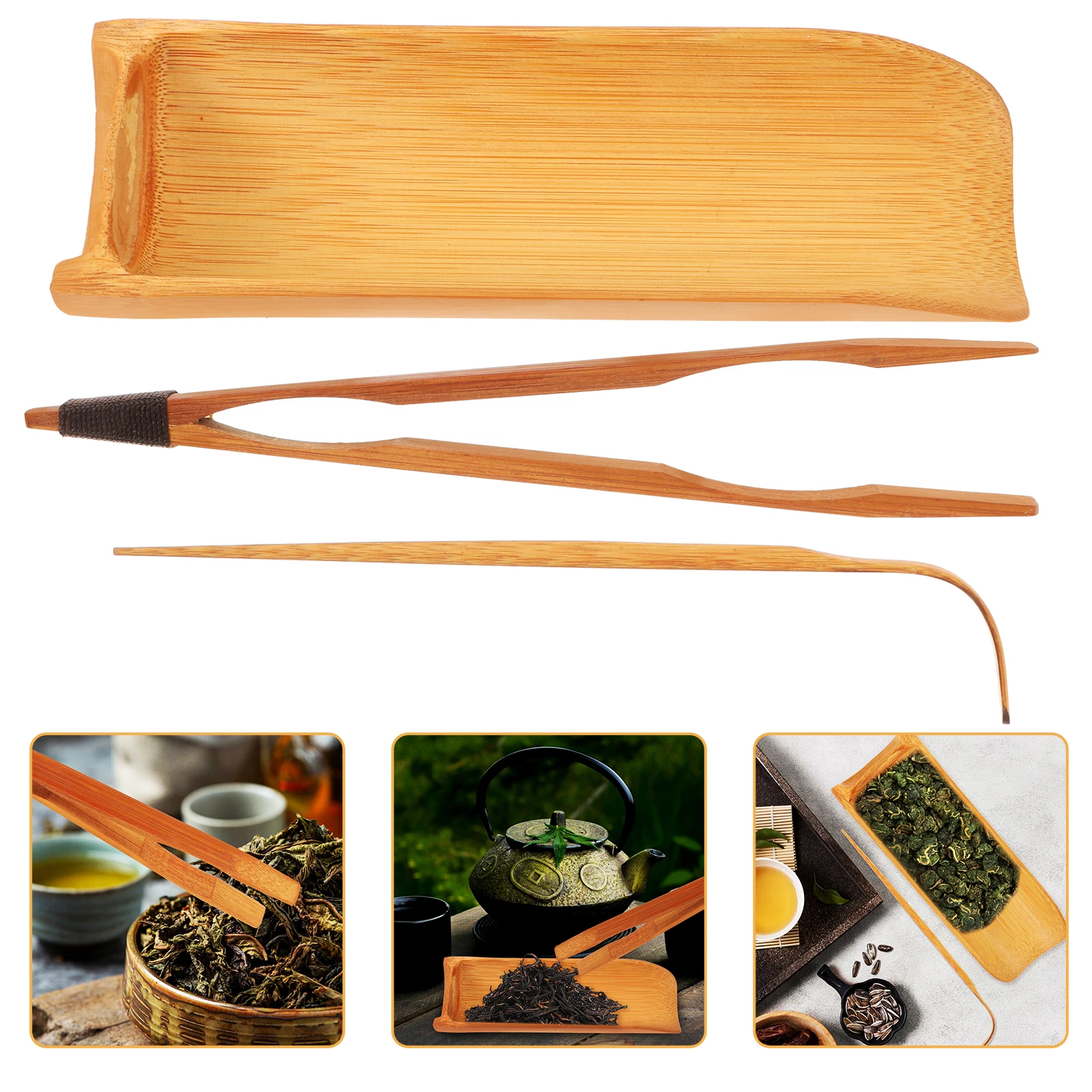 

3pcs Bamboo Set Accessories Elegant Making Tool Kit Practical Tea Ceremony Supplies Classical Teaware Set For Home Office Tea