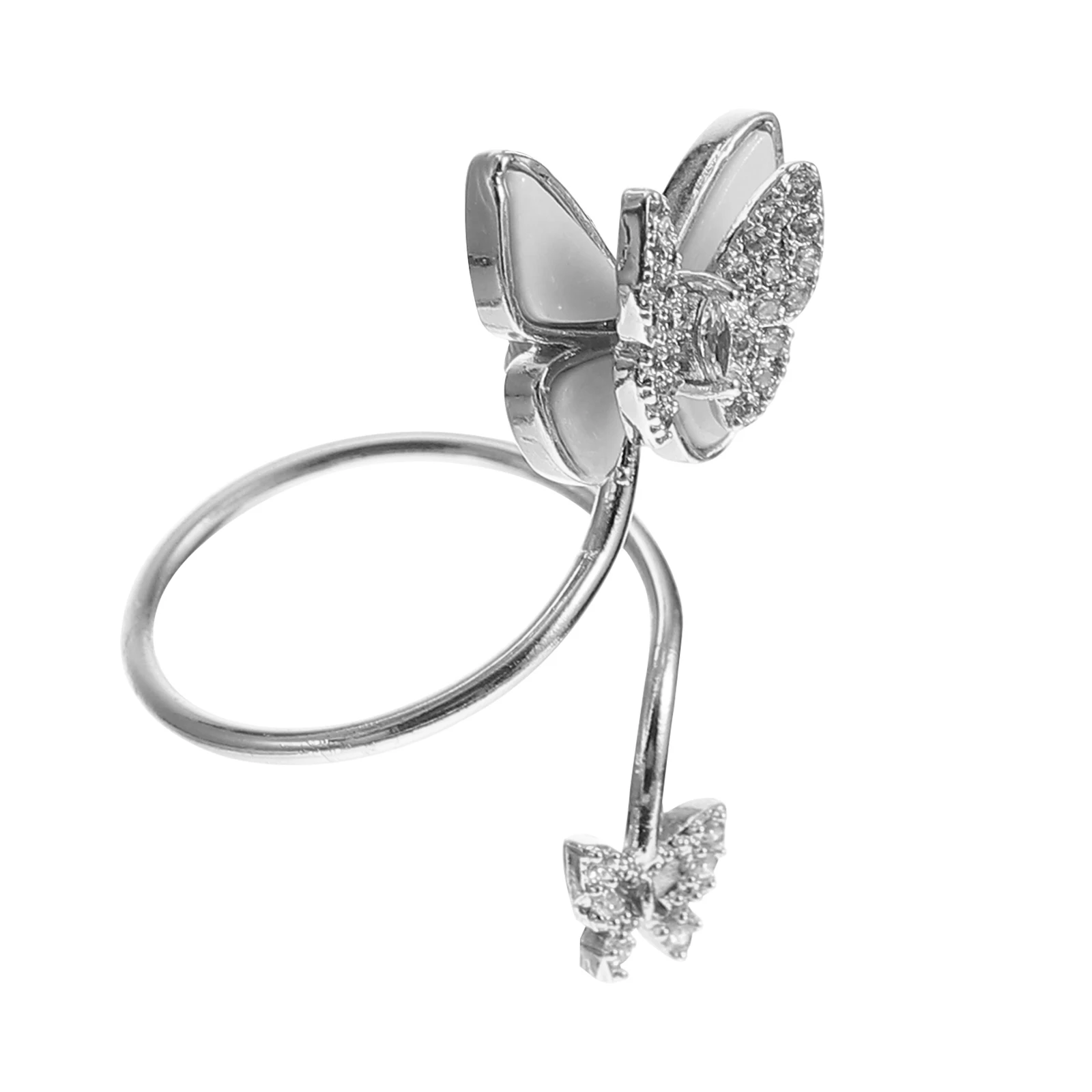 

Butterfly Ring Decoration Fingernail Charm Decorations for Women Decorate Silver Copper Inlaid Zircon Miss