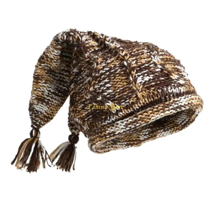 Winter Warm Knitted Hat for Women Clown Horn Hat Soft Skull Hat Outdoor Activity Caps for Skiing Camping Casual Headwear