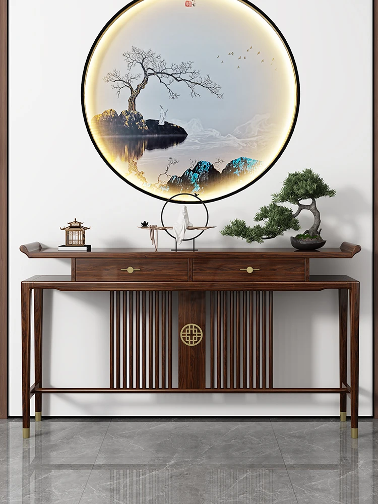 

JJJJNew Chinese-style Porch Table Table Case Zhongtang Ebony Wood Entry Against The Wall Living Room Table Case