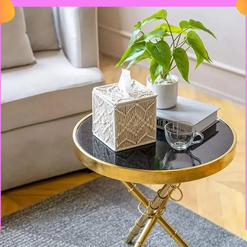 

A23P 4X чехол для коробки для салфеток в стиле бохо, квадратный держатель для бумажных салфеток с пряжкой из бисера, органайзер для салфеток в макраме, домашний декор