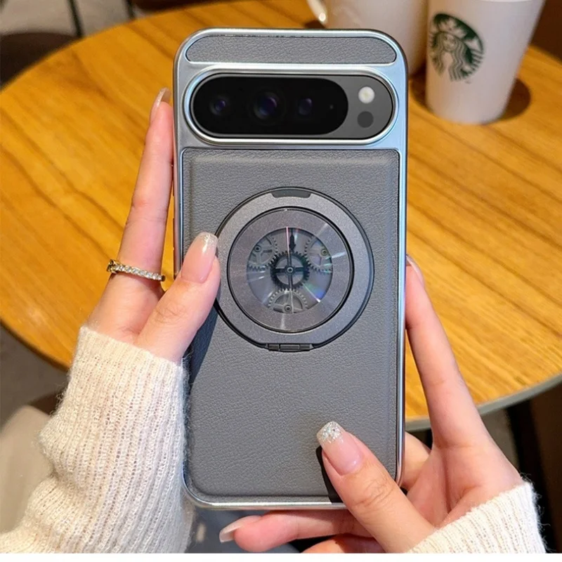 Nuevo Funda Cyberpunk para aliviar el estrés para Google Pixel 8 9 10 Pro XL cuero vegano 360 ° Cubierta de soporte de metal de absorción magnética fuerte