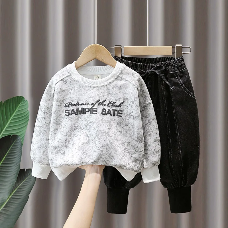 

Spring&Autumn Boy Sets New 2023 Fashion Clothes for Teens 2-Piece Sweatshirt+Jeans Pants Casual Children's Clothing Suits 2-10Y