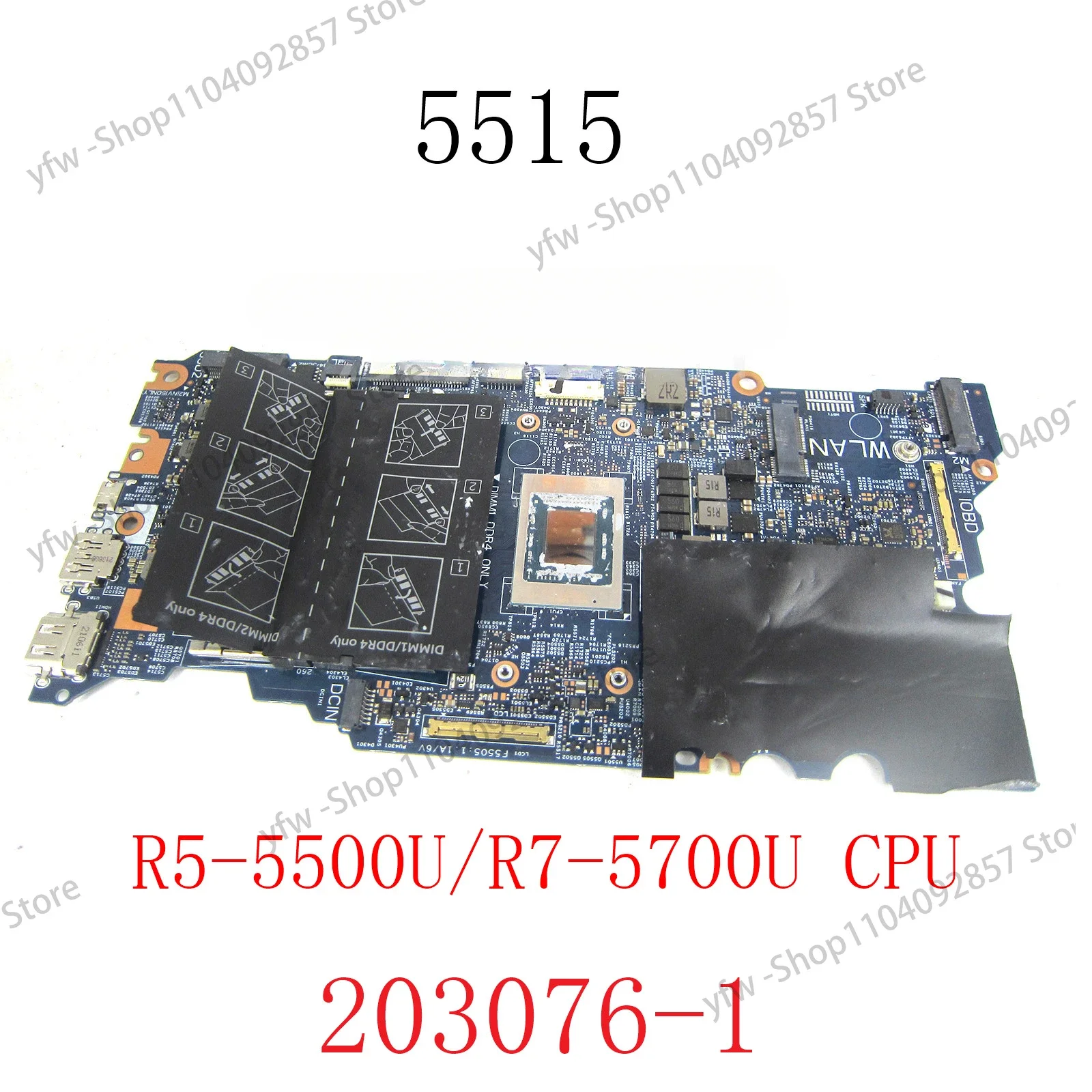 For 5515 Laptop Motherboard R5-5500U R7-5700U CPU 203076-1 CN-0WCD6Y 0KDKG8 Notebook Mainboard