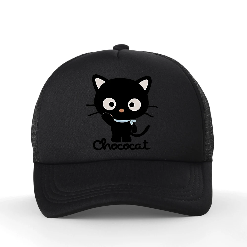 Chocolate Cat Print Baseball Cap Fashion Casual Adjustable Sun Hat Summer Outdoor Sports Mesh Trucker Caps