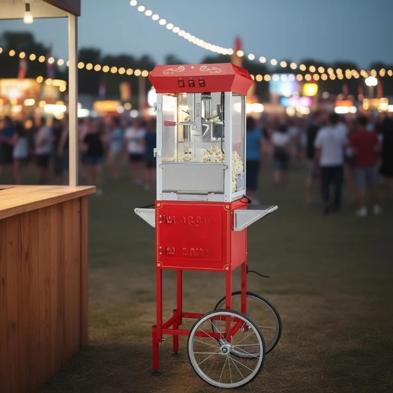 Popcorn machine 8oz 850W, commercial popcorn machine with cart, for food service