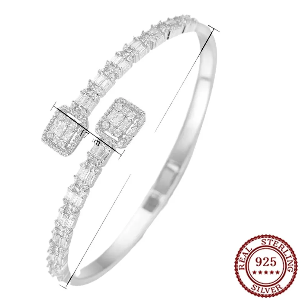 

2025 New Trendy 925 Sterling Silver Classic Temperament Atmospheric Fashion Classic Women's Diamond Set Zircon Open Bracelet