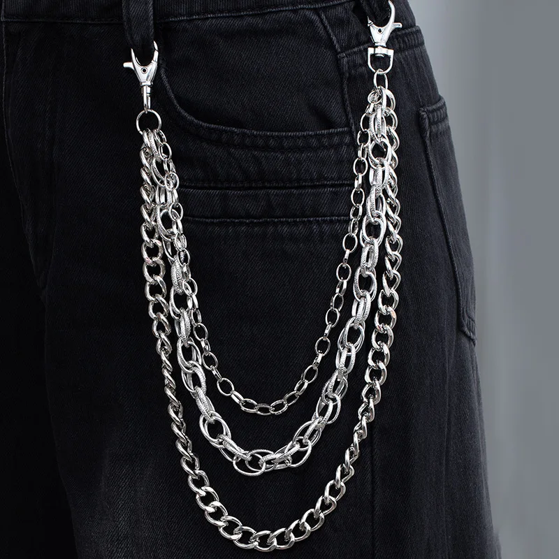 1Pc retro popular multi-layer trouser chain European and American hip-hop jeans chain waist chain men's and women's trendy