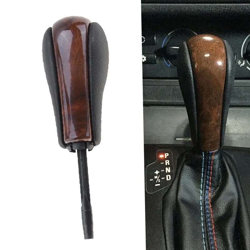 Wood Grain Car Interior Automatic Transmission Gear Shift Shifter Stick Lever Knob Fit for BMW 3/5/7 Series E46 E60 E61 Z3 X5 X3