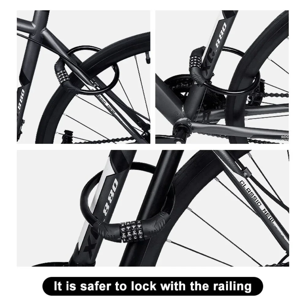 Heavy Duty Motorcycle Lock - 4-Digit Resettable Code with 10mm Steel Cable | Weatherproof Design