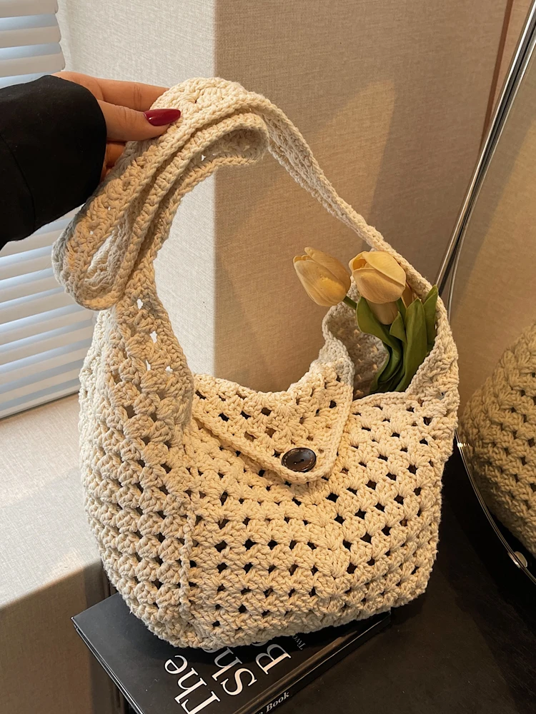 

Handwoven Cotton Tead Summer oulder Bag Large Capaci Women's Bag 2025 New Sle Versatile St Bag Trendy Single oul...