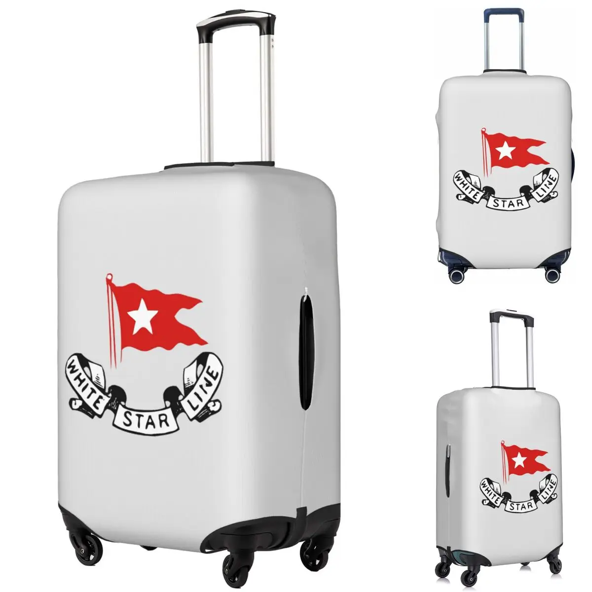 

Titanic White Star Line Red Flag With Star Logo Suitcase Cover Protection Elastic Travel Luggage Protector Covers for 18-32 Inch