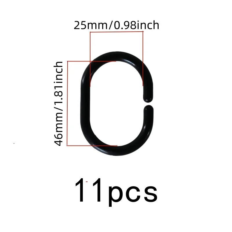 11 pcs Durable Plastic Body Bathroom Drapery Rings, great for Home Toilet Partition, Smooth Glide No Stick, Moist Environment