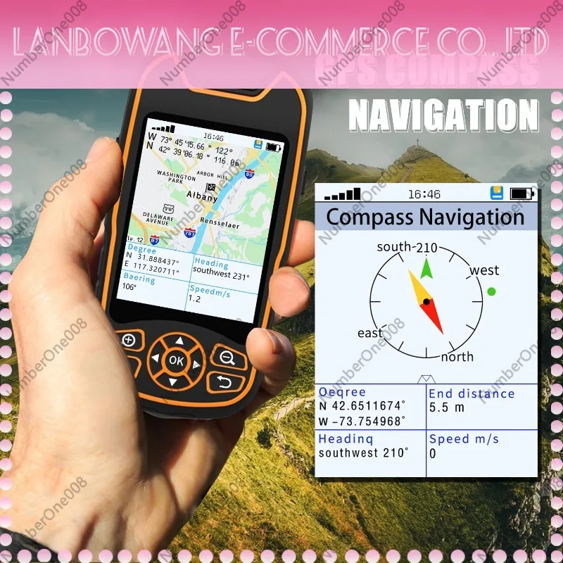 A8 English Version Portable Handheld GPS Navigator Outdoor Hiking Camping Positioning Tracking Device