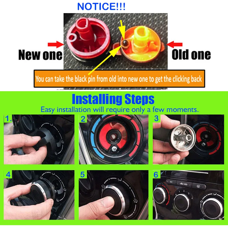 For Peugeot 206 206 207 For Citroen C2 Xsara Picasso Air Conditioning AC Heater Heat Climate Control Switch knobs Dials Buttons