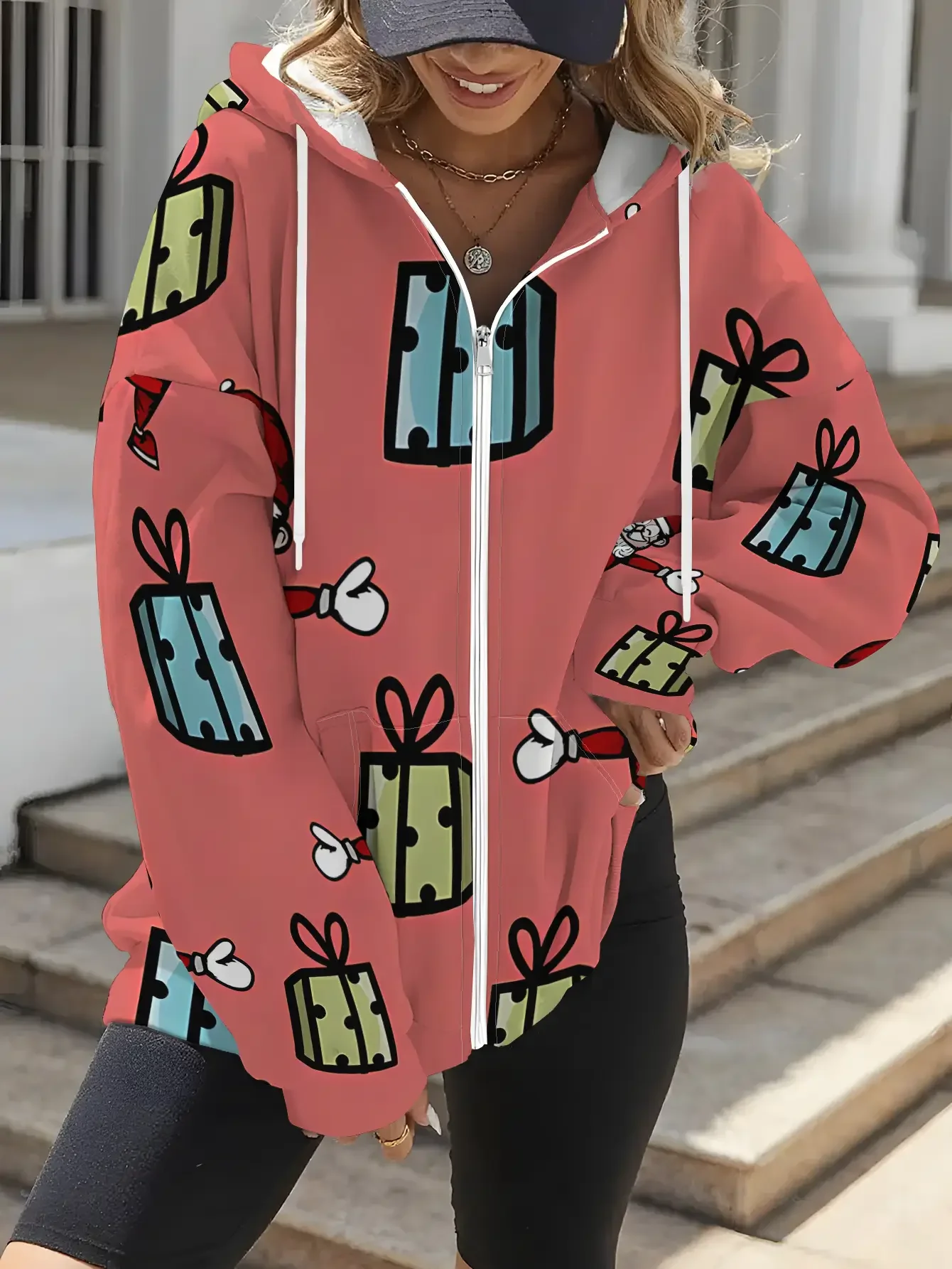 سترة نسائية جديدة بغطاء للرأس بسحاب لعيد الميلاد لعام 2026، عصرية، مناسبة للربيع والخريف، زينة حفلات عيد الميلاد #1