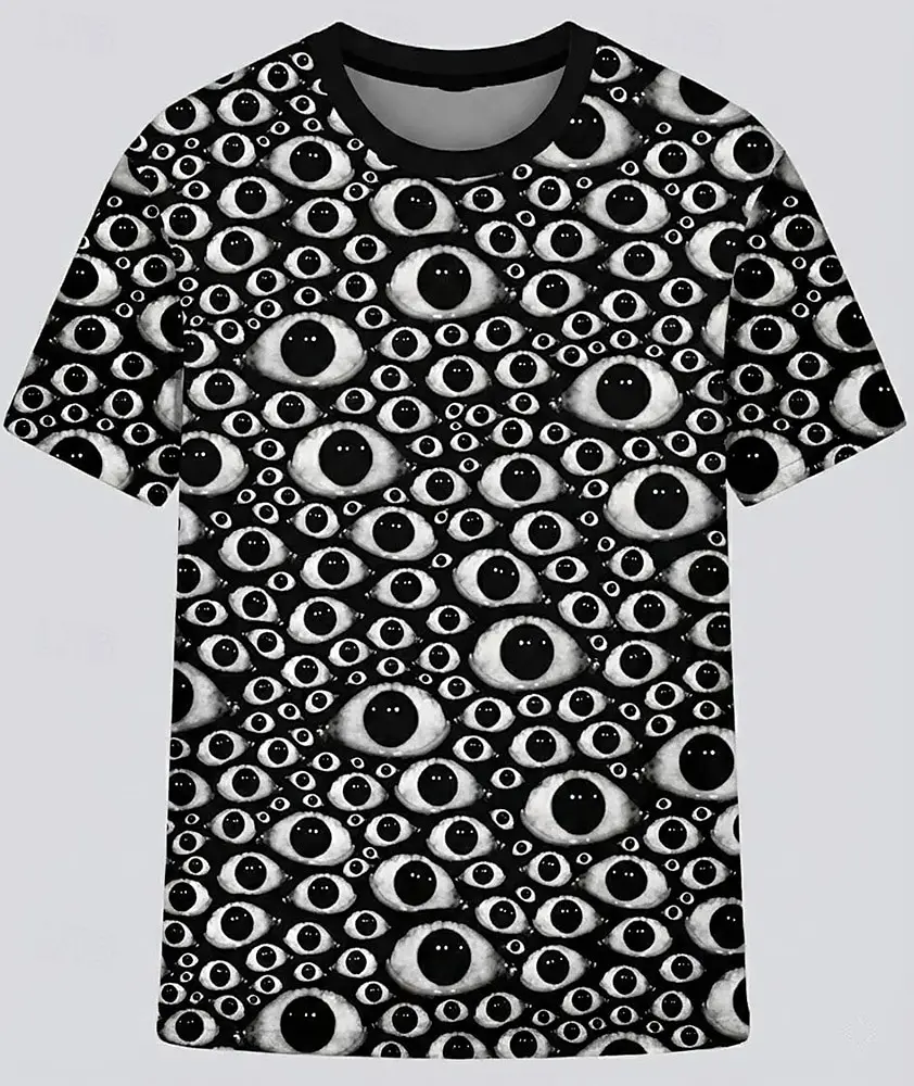 Halloween Men's Gothic Eyes T-shirt Grunge 3D All Over Print Multiple Eyes Graphic Tee