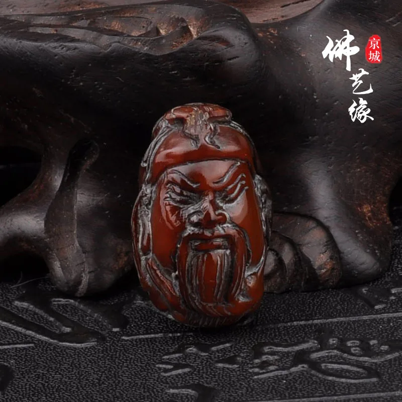 

Buffalo horn carved Guan Gong with beads, top beads, waist beads, King Kong Star Moon Bodhi Tibetan accessories
