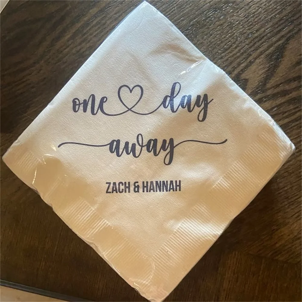 50pcs One Day Away Personalized Rehearsal Cocktail Napkins Custom Printed