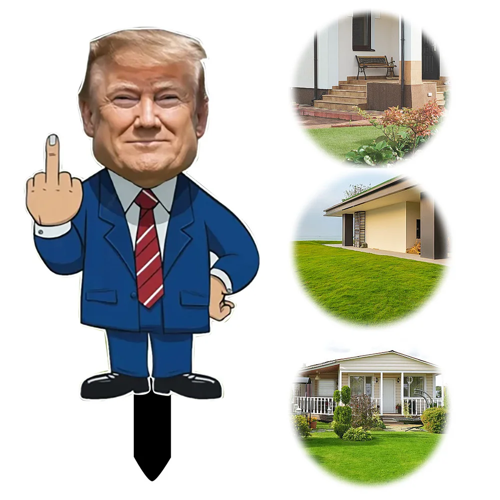 12x6 Inch Trump Middle Finger Yard Sign Funny Lawn Sign Trump 2024 Yard Sign for Outdoor Lawn Garden