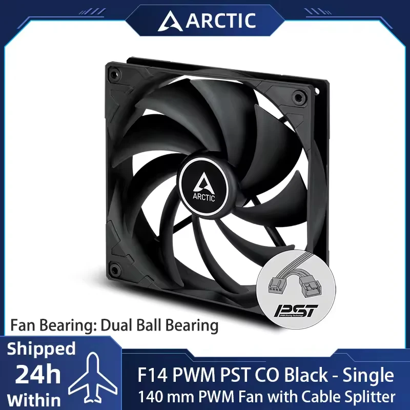 

ARCTIC F14 PWM PST CO - 140mm Black PC Case Fan with PWM Sharing Technology (PST), Dual Ball Bearing , Fan Speed: 200-1350 RPM