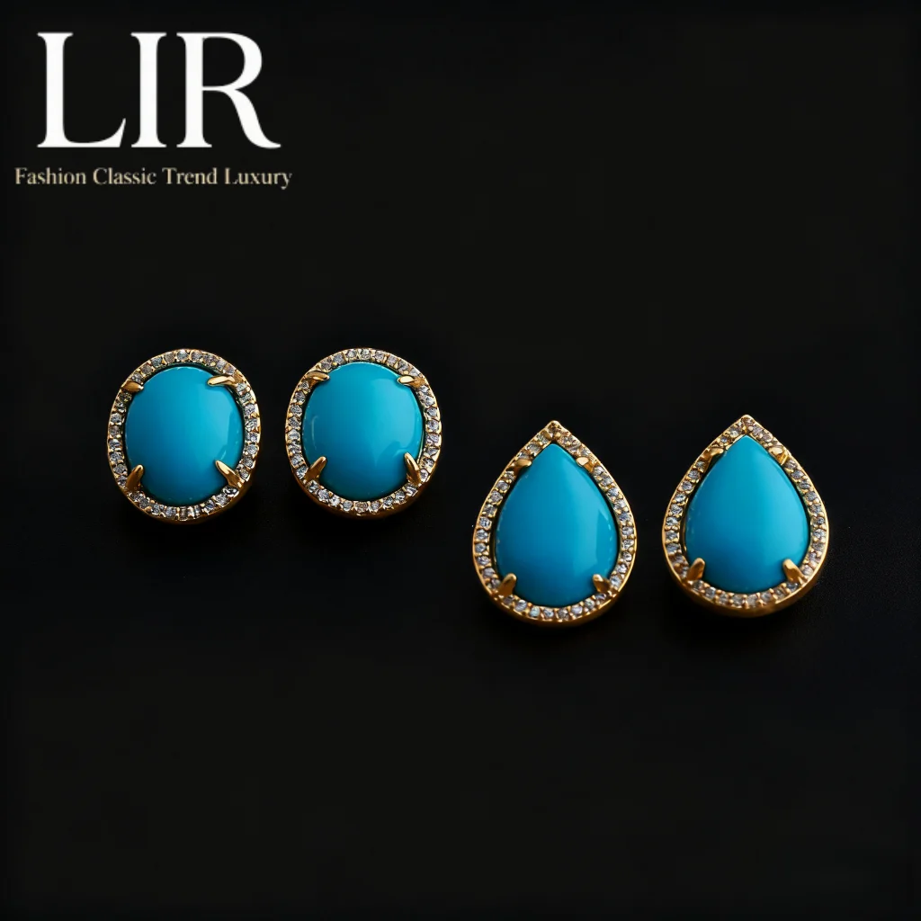 

Женские серьги в дворцовом стиле LIR: бирюзово-синяя капля/овал | Ретро Художественный Модный
