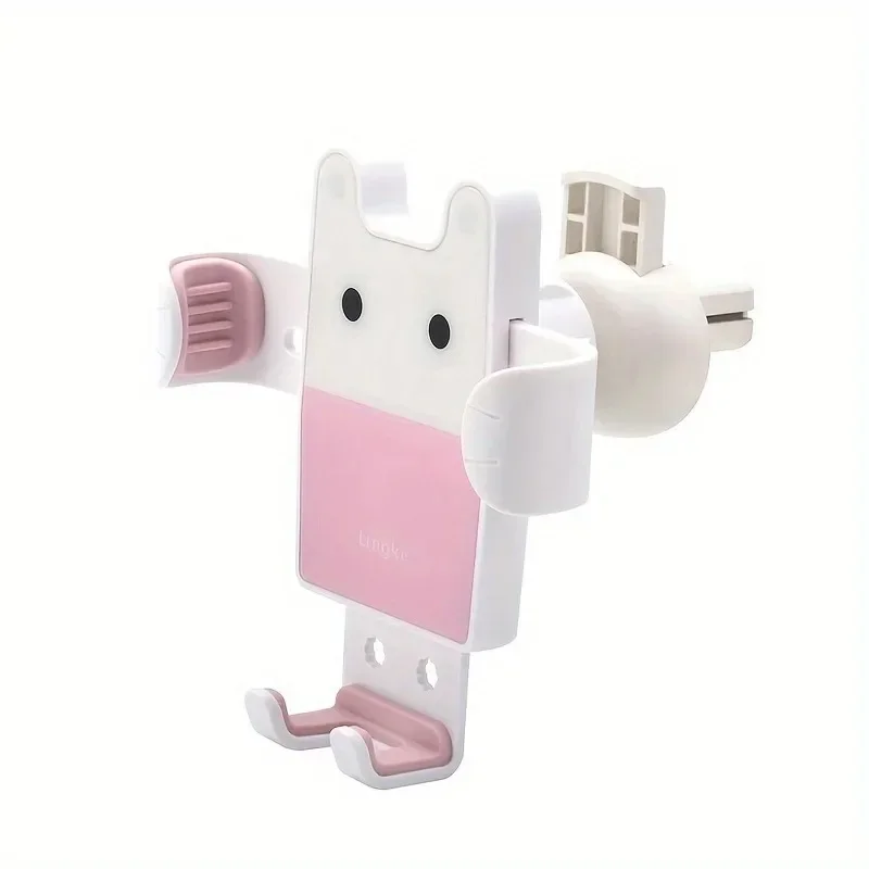 1PC Pink Anime Cartoon Car Phone Holder Air Vent Multifunctional Clip Gravity Sensor Metal Stand