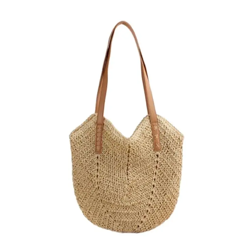 2022 New Women Handmade Straw Shoulder Bags Large Size Shopping Bags Casual Women Holiday Beach Bags Drop Shipping