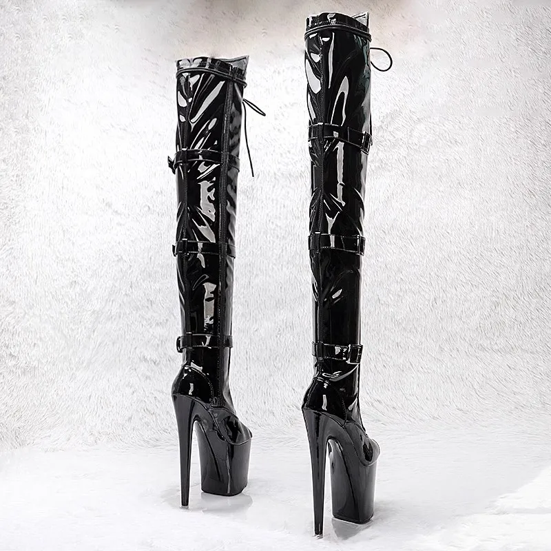 Laijianjinxia neue 20cm/8inches pu obere moderne sexy Nachtclub Tanz schuhe High Heel Plattform Damen Overknee-Stiefel 402