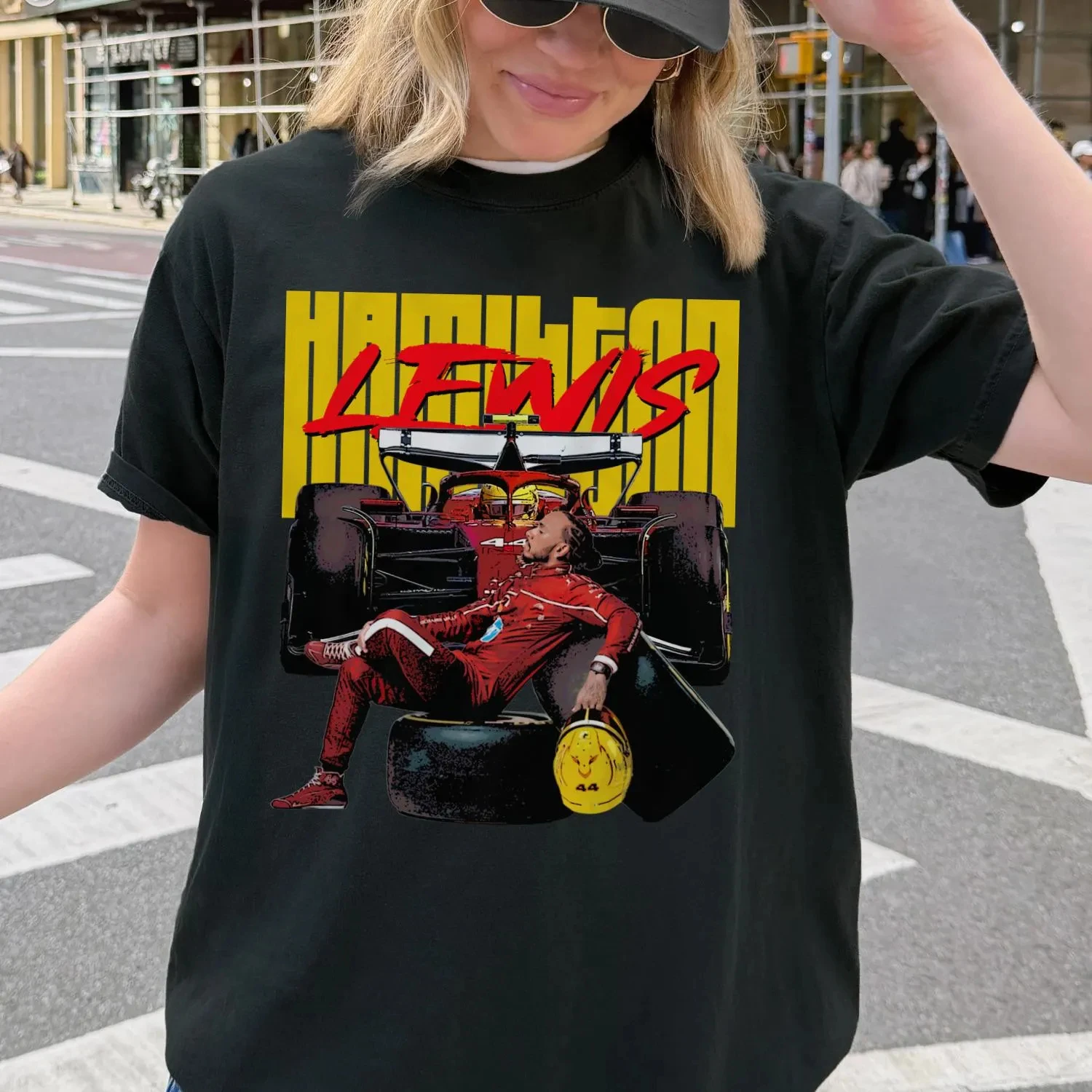 Camiseta de carreras Lewis Hamilton 44 para hombre y mujer, ropa de algodón Y2K de verano, Top de manga corta de gran tamaño, ropa de calle Unisex