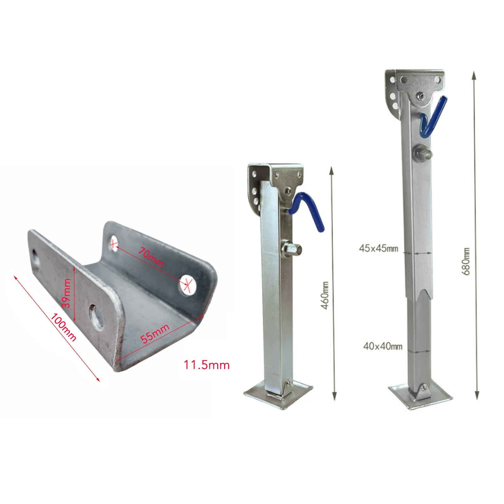 Trailer Lift Jack Trailer Jack Telescoping 460‑680mm 1000kg Load Capacity Galvanized Iron for Caravan Offroad Vehicle Camper