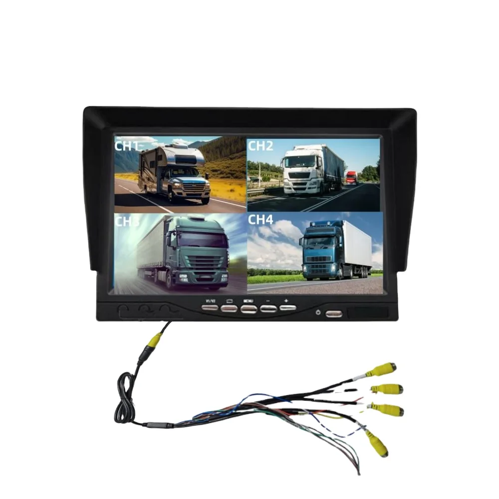 7 Inch IPS LCD Screen Monitor 4 Channel Split Display Bus Truck DVR Recording System 4CH Recorder
