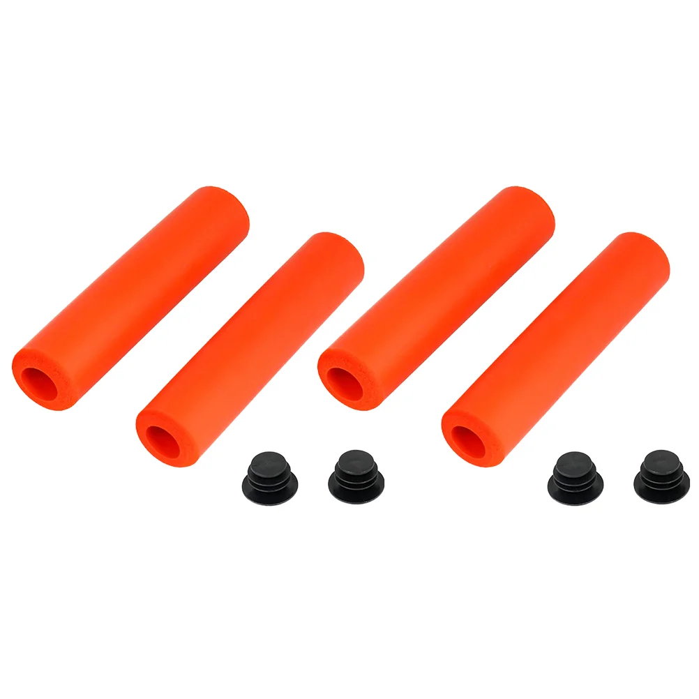 

2 Pairs Mountain Bike Handlebar Grips Silicone Anti-slip Handlebar Cover Hand Grips (Orange) handlebar covers