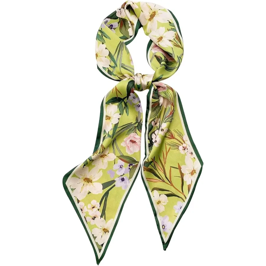 

Шелковистый длинный тонкий атласный платок для женщин, универсальный модный аксессуар для волос на шее и украшение сумки-кошелька, элегантный и легкий