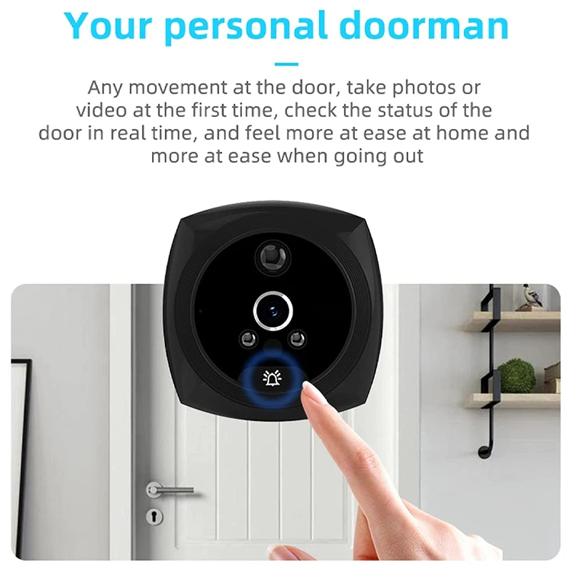 Video Doorbell Digital Peephole 4.3 Inch LCD Screen Door Viewer Camera with 145 Degree Angle PIR Night Vision Motion Detection